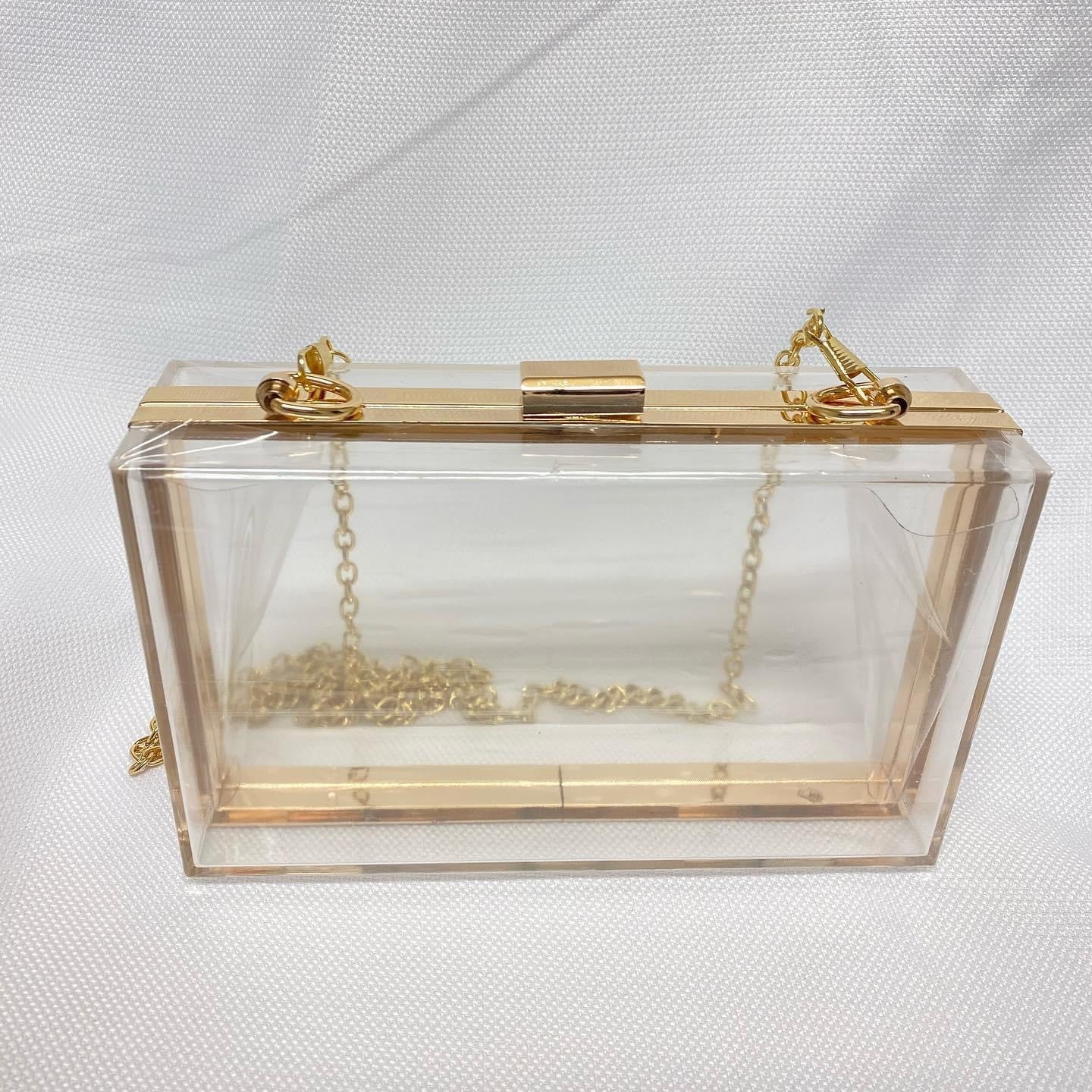 Acrylic handbag with gold trim